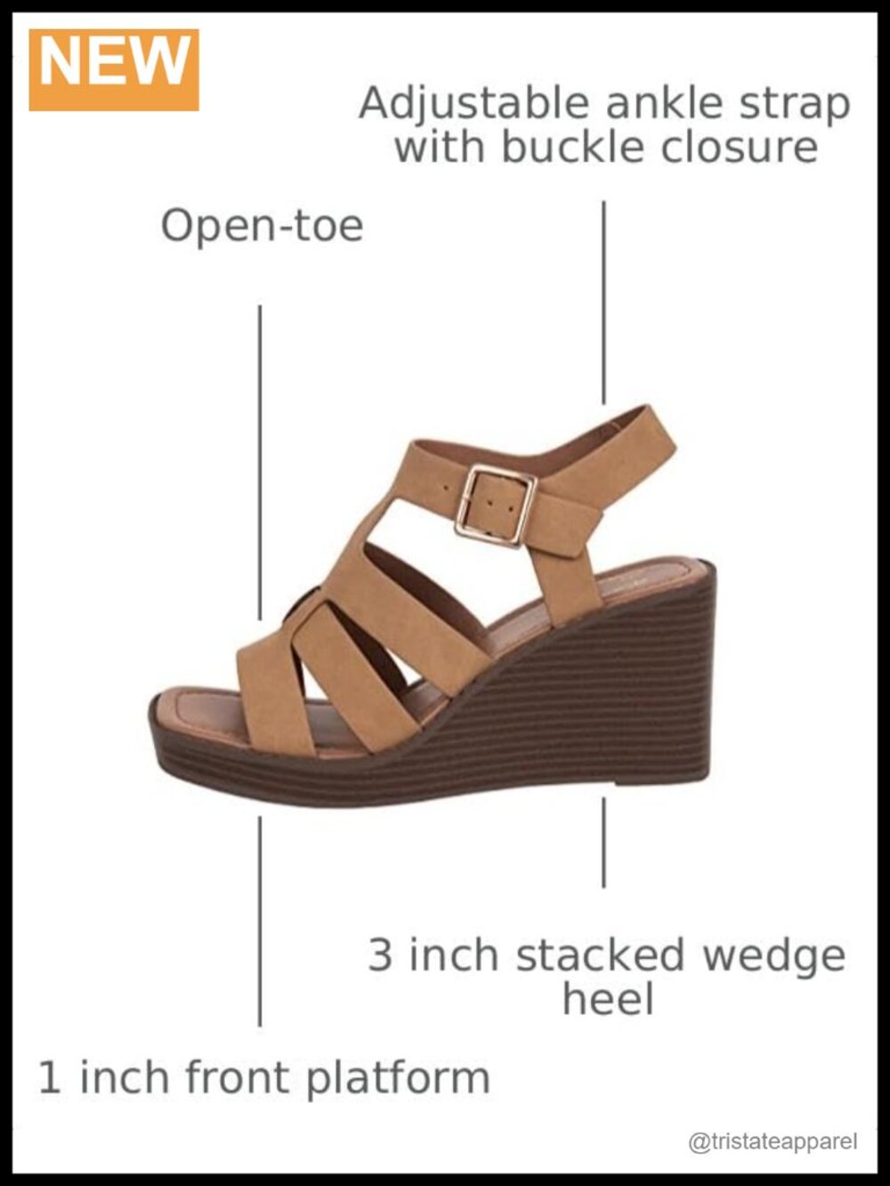 Faux Leather Platform Wedge Ankle Strap Sandal 3" Heel Semi-Formal - Picture 2 of 5